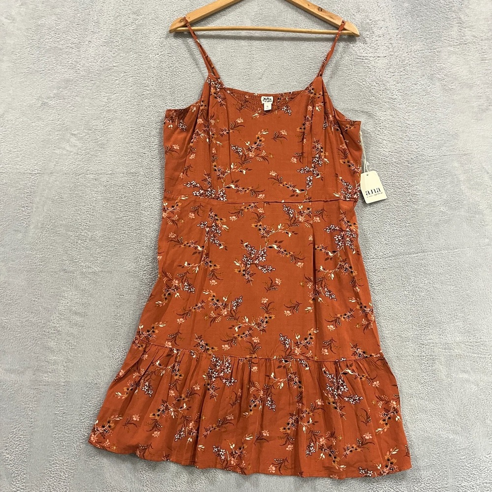 A.n.a A New Approach Dress XL Spaghetti Straps Flutter Mini Smocked Bohemian‎